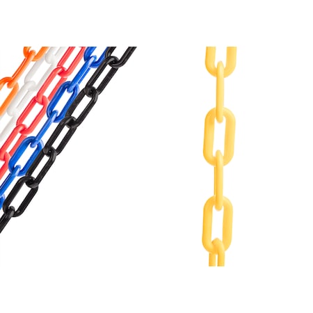 Plastic Chain, 25 Ft X 2In, Yellow